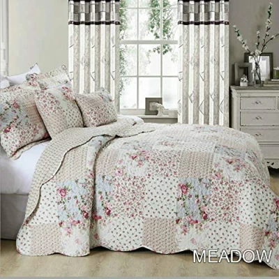 Image of Bedspread Patchwork 2 Pillow Sham 3 Piece Set Size 255 cm x L 275 Super King