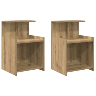 Image of vidaXL 2 Piece Wooden Bedside Table 40 x 35 60 cm Engineered Wood