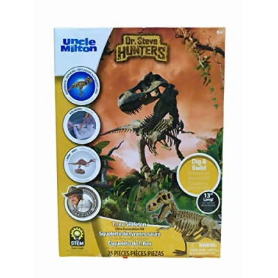 Image of Dr Steve Hunters 91030 Dinosaur Dig Excavation Kit T. rex 25 Pieces 33cm Uncle Milton Scientific Educational Toy