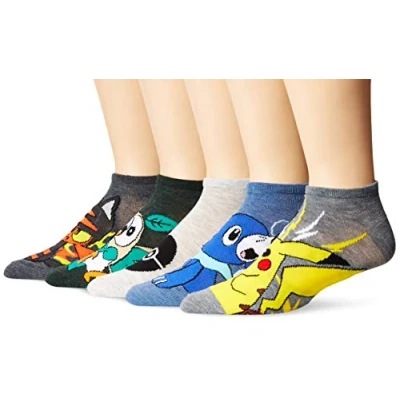 Image of Pokemon Men&#039;s 5 Pack No Show Socks Casual, Multicolor/Assorted, Large (Pack of 5)