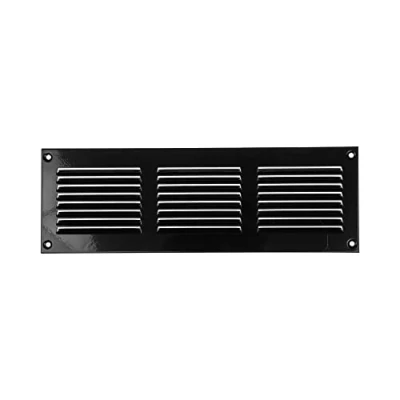 Image of 12&quot; x 4&quot; Inch / 300 100 mm Black Air Vent Cover Steel Return Grilles for Ceiling and Sidewall HVAC with Insect Protection Screen (11.81 3.93 inch, Black)