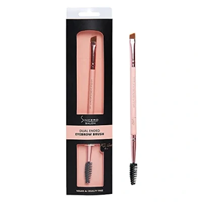 Image of SINCERO SALON Dual Ended Flat Angled Eyebrow Brush and Spoolie I Perfect for Filling Shaping Brows, Spooling Lashes Rose Gold, 100% Vegan, Cruelty Free Brow Brush, as a Gift