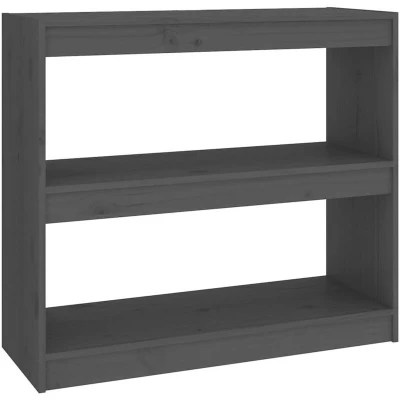 Image of vidaXL Book Cabinet/Room Divider Grey 80x30x71.5 cm Solid Wood Pine