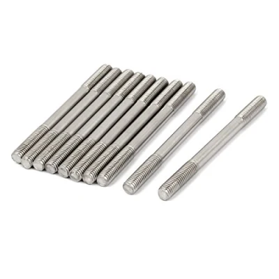 Image of Sourcingmap M8 x 100mm Tight Adjustable Push Rod Double End Thread Stud Silver Tone 10pcs