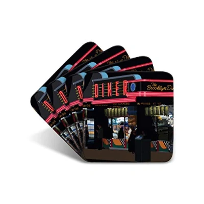 Image of New York&quot;Diner&quot; Set of 4 Coasters American USA Gift by Leslie Gerry