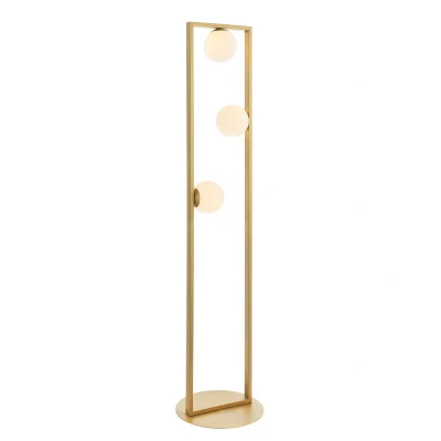 Image of Teo Multi Arm Floor Lamp Brushed Gold Finish, Gloss Opal Glass, 3x G9