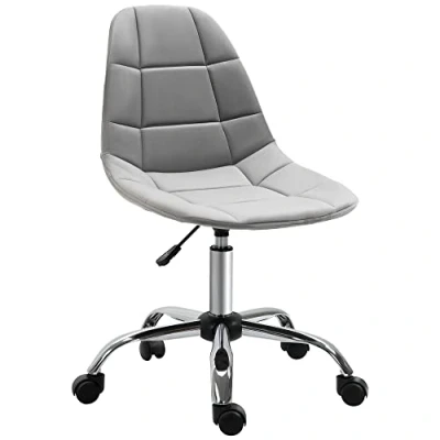 Image of Vinsetto Ergonomic Office Chair with Adjustable Height and Wheels Velvet Executive Armless for Home Study Bedroom Grey