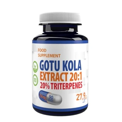 Image of Gotu Kola 5,000mg Equivalent (250mg of 20:1 Extract) 90 Vegan Capsules, 20% Triterpenes, 3rd Party Lab Tested, High Stregth Supplement