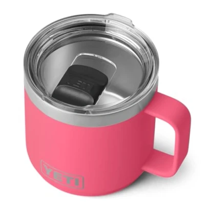 Image of YETI Rambler Mug, Vacuum Insulated Stainless Steel Stackable Mug with Magslider Lid, Tropical Pink, 14 oz (414 ml)