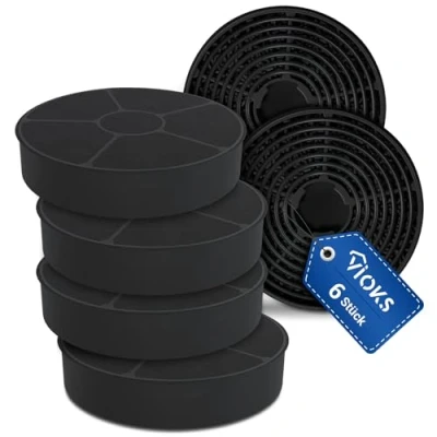 Image of VIOKS Respekta Carbon Filter Cooker Hood 105 mm Diameter Replacement for Activated MIZ0058 MIZ 0058 PKM CF130 Candy 49040890 35602288 49040117 352C66