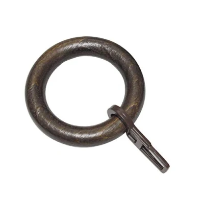 Image of GARDINIA Curtain Rings For Rods With Ø 28 mm, Includes Pencil Pleat Hooks, 10 Pack, Width 9 Lugano Set, Wooden (Beech), Colour: Colonial