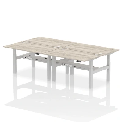 Image of Air B2B 1400x800mm Height Adjustable 4P Bench Desk CP Grey Oak/Silver