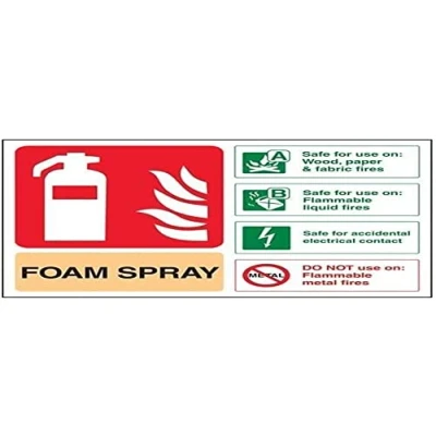 Image of V Safety Foam Spray Id Electrical Safe Fire Extinguisher Sign 200mm x 150mm 1mm Rigid Plastic