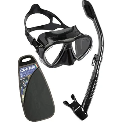 Image of Cressi Matrix and Dry Snorkel Combo Set Black (Packaging may vary)