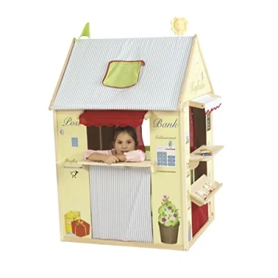 Image of roba Playhouse Combination Role Play House for Kids Use as a Grocery Shop, Kasperle Theatre, Blackboard, Switch Post/Bank/Kiosk