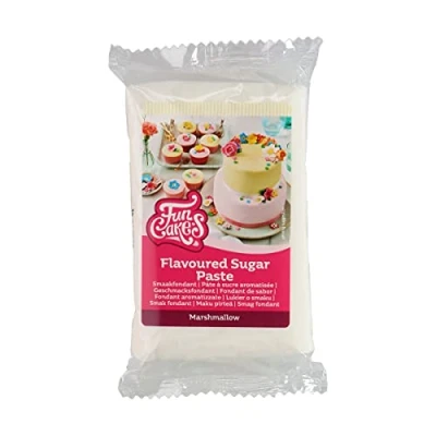 Image of FunCakes Flavoured Sugar Paste Marshmallow White: Easy to Use, Smooth, Flexible, Soft and Pliable, Perfect for Cake Decorating, Kosher Gluten free. 250 g