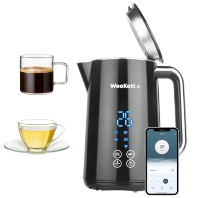 Image of WeeKett Smart Kettle, 1.7L Home Voice Control Kettle Temperature with Cool Touch, LED Display &amp; Keep Warm Function 3000w Energy Efficient BPA Free Alexa Black