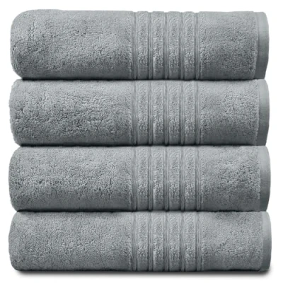 Image of GC GAVENO CAVAILIA 450 GSM Jumbo Bath Sheet, 100% Egyptian Cotton, Silver/Grey, Pack of 4 Hand Towel