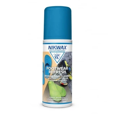 Image of Nikwax FOOTWEAR REFRESH Shoe Cleaner &amp; Deodoriser. Anti Odour Deodorant Suitable For Trainers, Sandals, Boots Insoles. Helps Remove Dirt Prevents Build up, Fresh Scent (125ml)