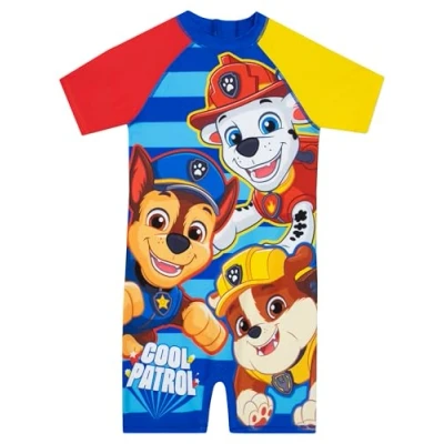 Image of Paw Patrol Boys Swimsuit Rubble Marshall and Chase Swimming Costume Kids Swimwear Blue 18 24 Months