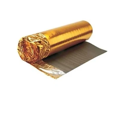 Image of 15m2 Roll AcuStick® Supreme 6mm Gold Underlay for Wood or Laminate Flooring Free Barrier Tape