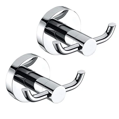 Image of 2PCS Towel Holder Hooks Stainless Steel Brass Chrome Double Door Heavy Duty for Bathroom Kitchen Room