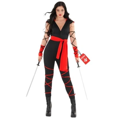 Image of Morph, Red Ninja Costume Women, Halloween Womens Adult, Costume, Dragon Ladies Medium