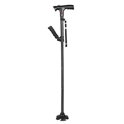 Image of Healifty Telescopic Folding Cane Collapsible LED Walking Stick with Alarm for Elder