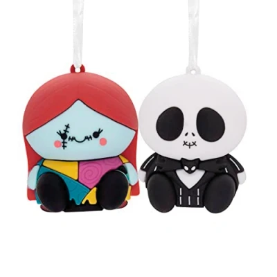 Image of Hallmark Better Together Disney Tim Burton&#039;s The Nightmare Before Christmas Jack and Sally Magnetic Ornaments, Set of 2, Shatterproof