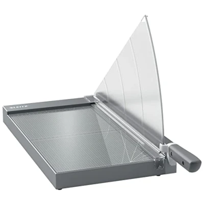 Image of Leitz Precision Office Pro Paper Cutter A3, Guillotine, Cuts 25 Sheets, 457mm Cut Length, Steel Blade, Premium Glass Base, Alignment Guide With Edge Glow &amp; Blade Guard, 90240000