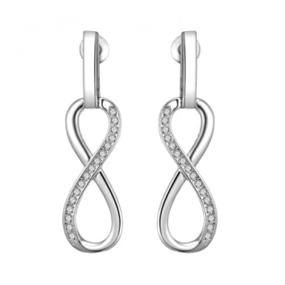 Image of Philip Jones Silver Plated Infinity Drop Earrings Created with Zircondia® Crystals