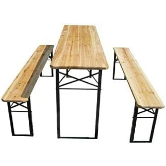 Image of FEFE Large 3 Piece Wooden Folding Picnic Beer Table Bench Trestle Patio Outdoor Garden Pub Camping Portable furniture Dining Set BBQ Stools