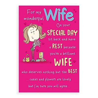 Image of Regal Publishing Humour Birthday Card Wife 9 x 6 inches