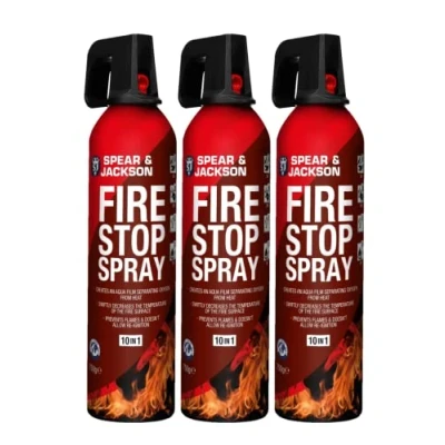 Image of Spear and Jackson 3 x 750g fire Stop Spray For Home, Kitchen, Car, Caravan, Camping 10 in 1 extinguisher Non toxic, eco friendly stain resistant