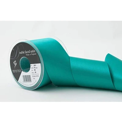 Image of Berisfords Double Faced Satin Ribbon, Jade, 70 mm Width, 20 metre Length