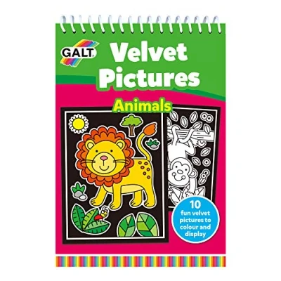 Image of Galt Toys, Velvet Pictures Animals, Colouring Books for Children, Ages 4 Years Plus, Multicolor, 14.8 x 1 21 centimeters