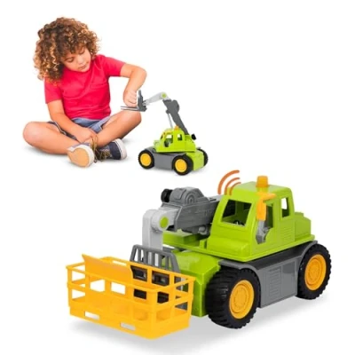 Image of Driven by Battat WH1018C1Z Mid Sized Midrange Telehandler Basket, Crane Arm, Light, and Sound Trucks Construction Toys for Kids Aged 3 Up, Nylon/a