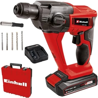 Image of Einhell Power X Change Cordless SDS Plus Hammer Drill With Battery And Charger 1.2 Joule, 18V 3 in 1 Drill, Impact Screwdriver TE HD 18 Li Solo Rotary Set Case