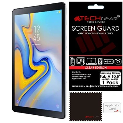 Image of TECHGEAR Screen Protector for Samsung Galaxy Tab A 10.5 Inch (SM T590 / SM T595) Ultra Clear Lcd Guard Cover 10.5&quot; With Cleaning Cloth &amp; Application Card