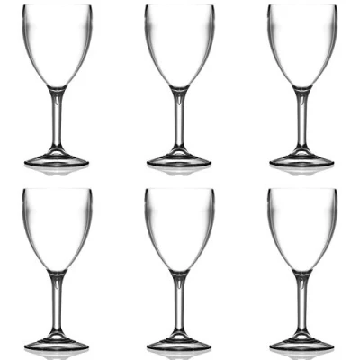 Image of Crown Supplies Clear Wine Glass Reusable Polycarbonate Plastic Virtually Unbreakable 312ml / 11oz Pack of 6