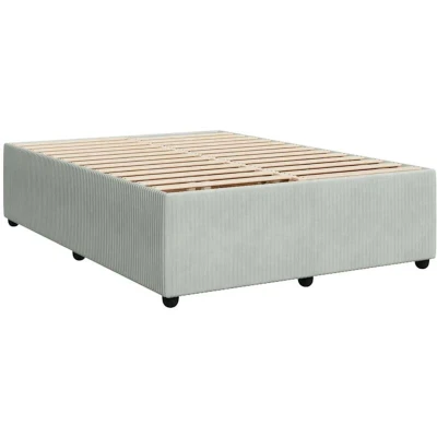 Image of vidaXL Light Grey Velvet Bed Frame 140x190 cm Modern Bedroom Bedstead Base Slats Included, Solid Pine and Plastic Feet