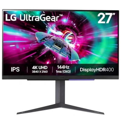 Image of LG UltraGear 4K Gaming Monitor 27GR93U, 27 inch, 4K, 144Hz, 1ms GtG, IPS Display, HDR 10, NVIDIA G Sync &amp; AMD FreeSync compatible, Smart Energy Saving, Displayport, HDMI