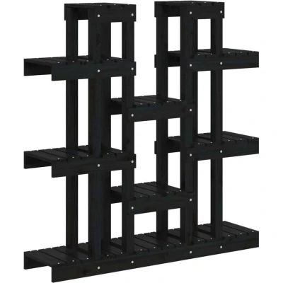 Image of vidaXL Plant Stand Black 104.5x25x109.5 cm Solid Wood Pine