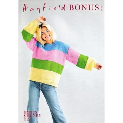Image of Hayfield Bonus Chunky Knitting Pattern 10602 Sweater