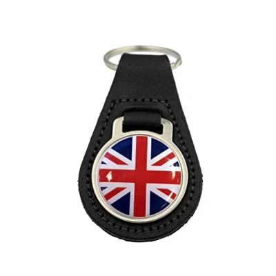 Image of Capricornone Union Jack Great Britain Black Leather Keyring