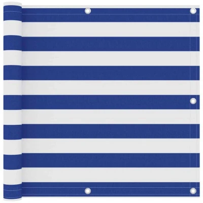 Image of vidaXL Balcony Screen White and Blue 90x600 cm Oxford Fabric