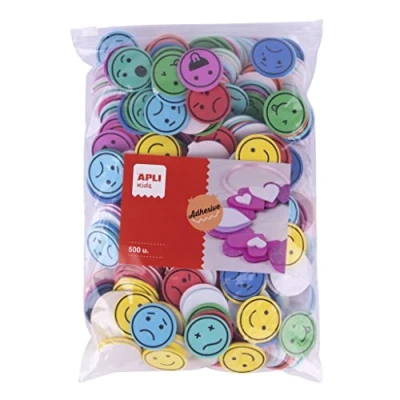 Image of APLI Kids 18752 EVA Foam Face Stickers with Expressions to Reward Behavior 500 Children&#039;s Maxi Format