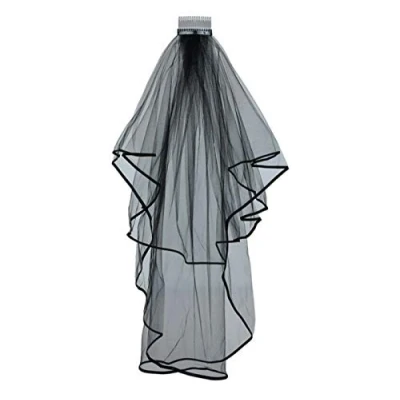 Image of Black Widow Hen Night Bride Veil steam punk Halloween Gothic fancy Dress Costume