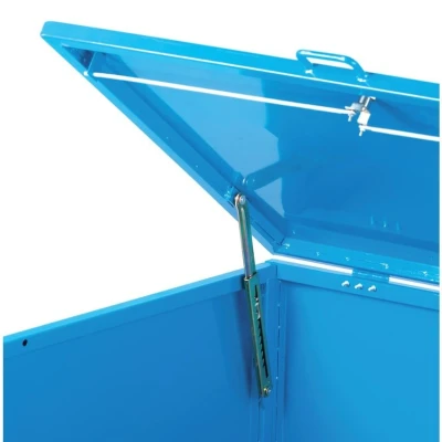 Image of Security Trolley; Solid Sides with Lockable Lid &amp; Half Drop Front Blue