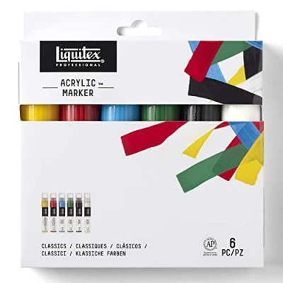 Image of Liquitex Paint Marker set, 8 15 mm wide nib, set of 6